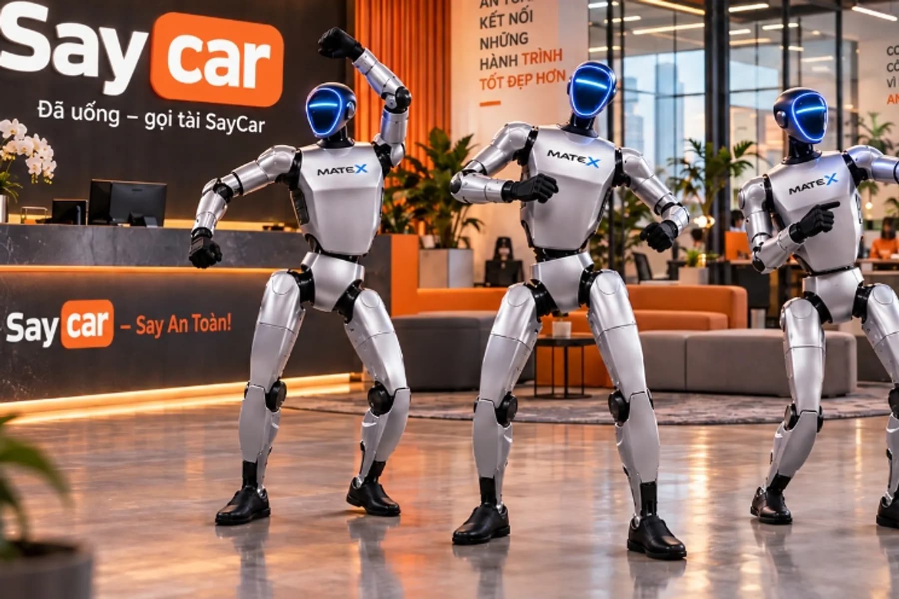 Robot MATE X đón khách tại showroom