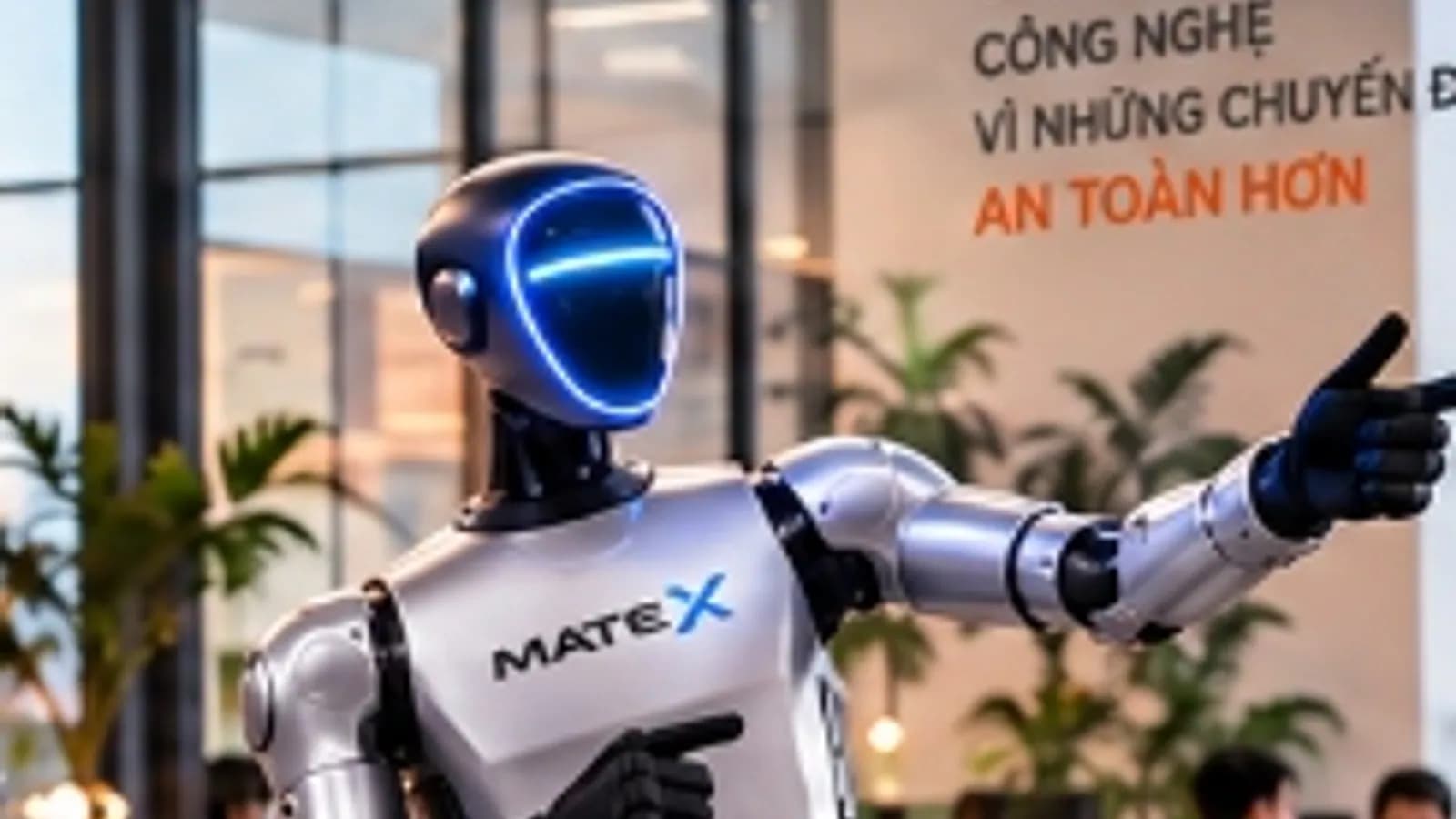 Robot hình người MATE X vẫy tay chào đón thực khách tại nhà hàng