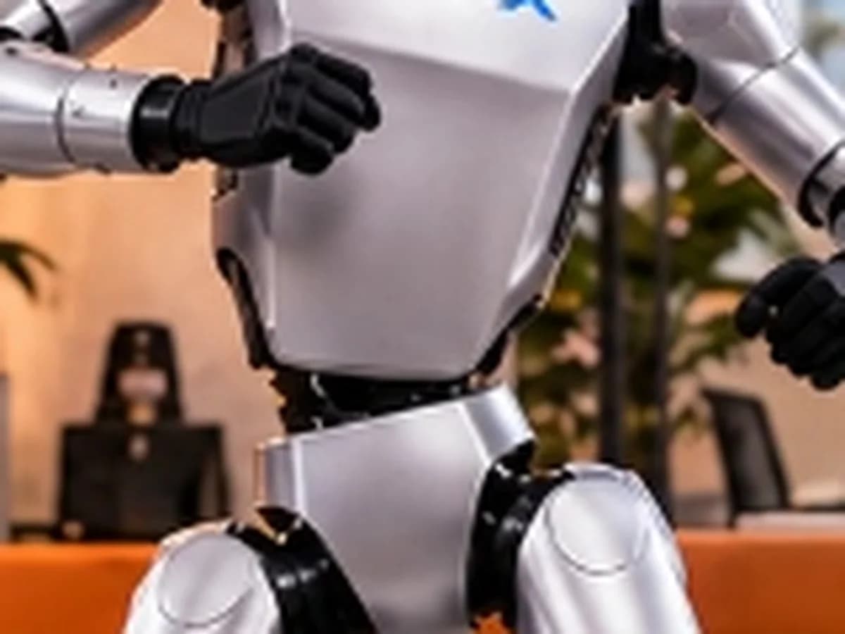 Chi tiết ngực robot với logo MATE X
